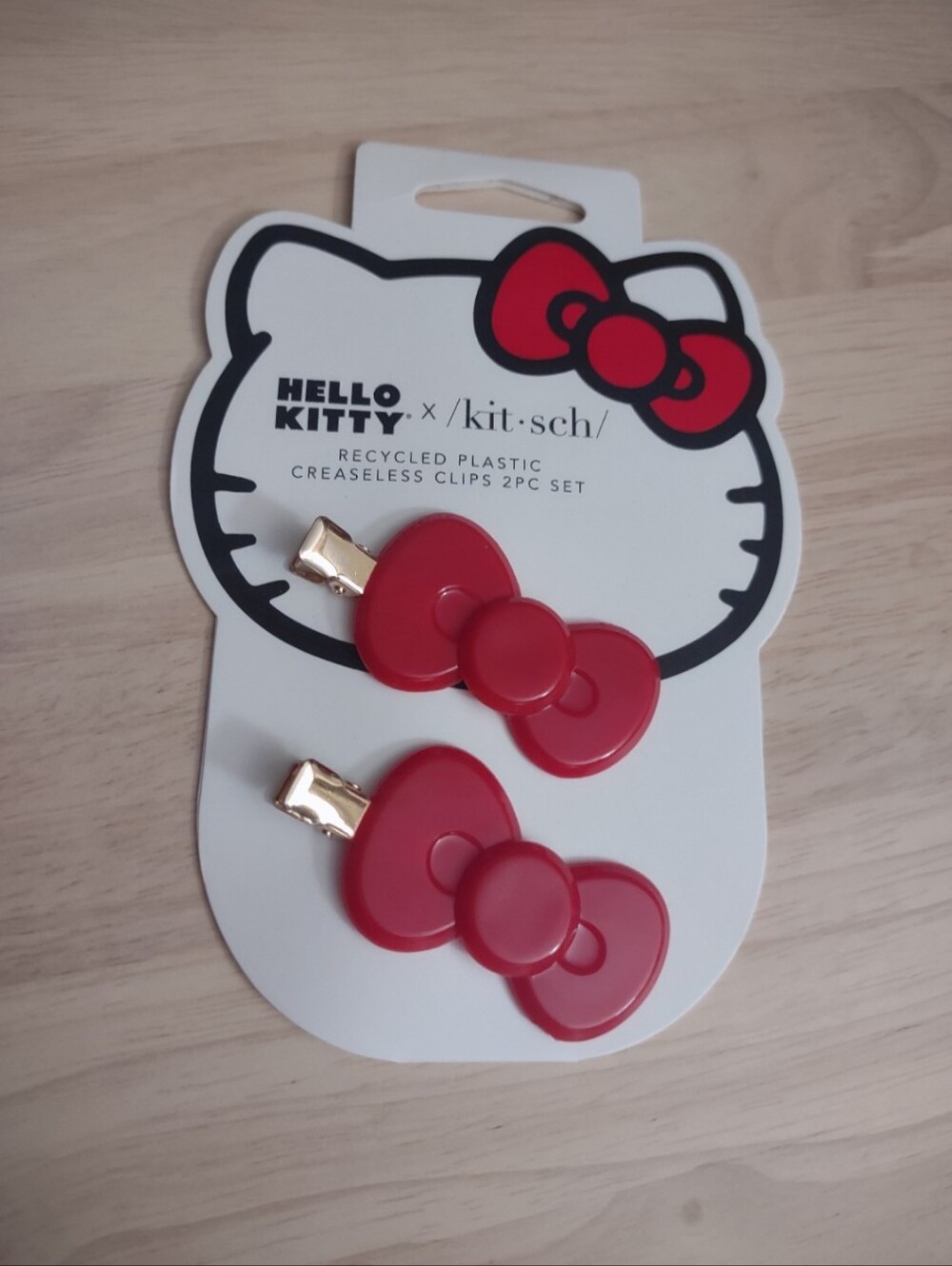 Hello Kitty Kitsch Red Bow Gold Hair Bow Clip Accessory Set Y2K